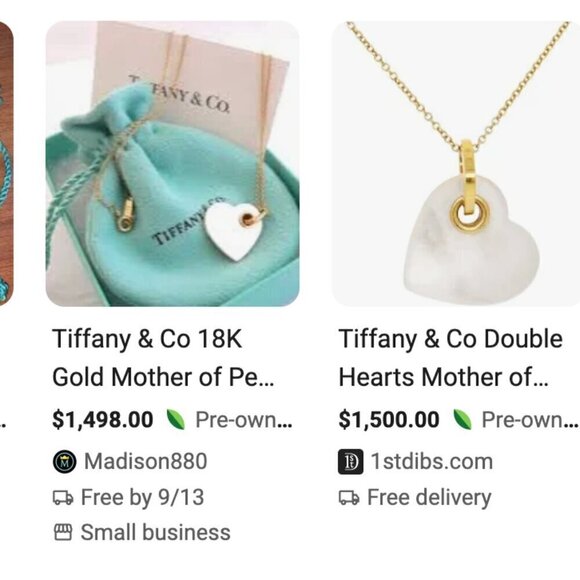 Retired Tiffany & Co. 18k  Mother of Pearl Heart Charm Necklace 16" - Picture 7 of 11